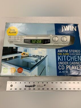 Silver Under-Cabinet CD Player with AM/FM Stereo and Dual Alarm